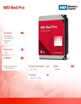 Dysk HDD Red Pro 6TB 3,5 265 MB SATAIII WD6005FFBX