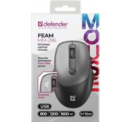 Mysz bezprzewodowa silent click FEAM MM-296 RF 1600 DPI Szara