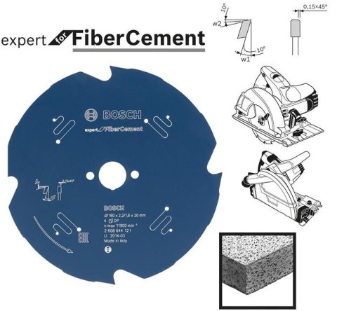 BOSCH PIŁA TARCZOWA FIBER CEMENT EXPERT 165x20mm 4-ZĘBY