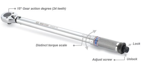 KING TONY KLUCZ DYNAMOMETRYCZNY 1/4" 5 - 25Nm 280mm