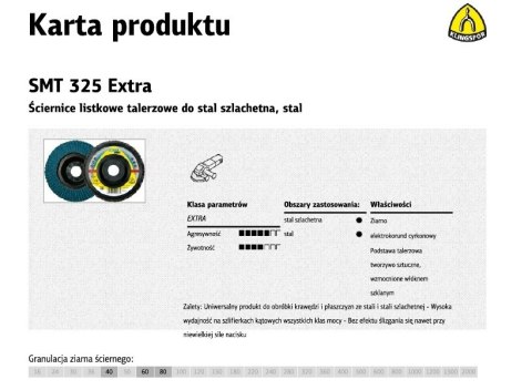 KLINGSPOR ŚCIERNICA LISTKOWA WYPUKŁA SMT325 EXTRA 125mm gr. 60