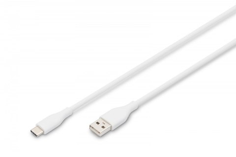 Kabel połączeniowy silikonowy USB-A - USB-C, USB 2.0 60W, 0,5m Biały