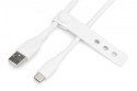 Kabel połączeniowy silikonowy USB-A - USB-C, USB 2.0 60W, 0,5m Biały