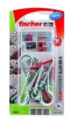 FISCHER KOŁEK DUOPOWER 6x30 Z HAKIEM OKRĄGŁYM /6szt.