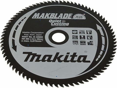 MAKITA PIŁA TARCZOWA 260x30x80z MAKBLADE PLUS DREWNO