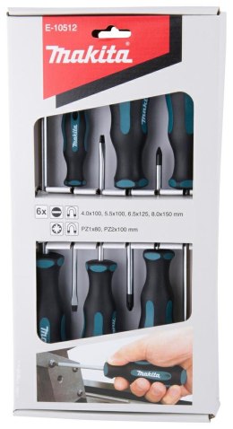 MAKITA ZESTAW WKRĘTAKÓW 6szt. (SL4,0 x 100 / SL5,5 x 100 / SL6,5 x 125 / SL8 x 150 / PZ1 x 80 / PZ2 x 100)