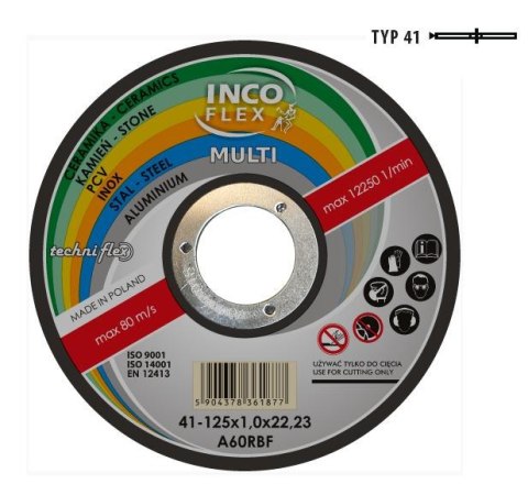 INCOFLEX TARCZA UNIWERSALNA METAL / PCV / BETON 125 x 1,0mm MULTI