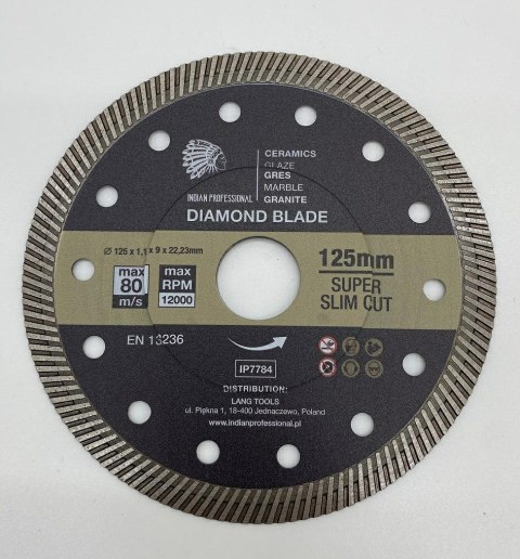 TARCZA DIAMENTOWA 125mm x 1,1mm x 22,2mm SUPER SLIM CUT /INDIAN PROFESSIONAL