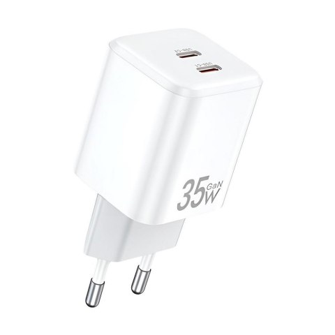 Ładowarka sieciowa Awei PD65-EU 35W GaN 2xUSB-C / bez kabla - biała