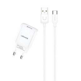 Ładowarka sieciowa Usams T21 2,1A 1xUSB + kabel USB-C - biała