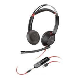 Słuchawki z mikrofonem Poly Blackwire 5220 Stereo USB-C Headset + 3,5mm jack + adapter USB-C/A (Bulk)