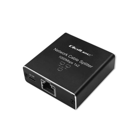 Switch niezarządzalny Qoltec mini rozdzielacz splitter 1x2 port RJ45 | 1000Mbps | USB-C | Aluminium