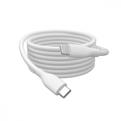 Kabel połączeniowy silikonowy USB-C - Lightning, USB 2.0 60W, certyfikat MFI, 1m Biały