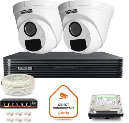 Zestaw monitoringu IP BCS Basic 2x Kamera BCS-B-EIP15FR3(2.0) Rejestrator z dyskiem