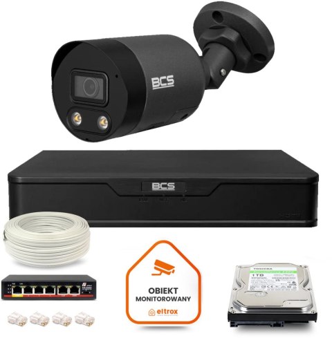 Zestaw monitoringu IP BCS Point 1x Kamera BCS-P-TIP28FWR3L2-Ai2-G Rejestrator z dyskiem