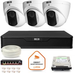 Zestaw monitoringu IP BCS Point 3x Kamera BCS-P-EIP14FSR3 Rejestrator z dyskiem 1TB