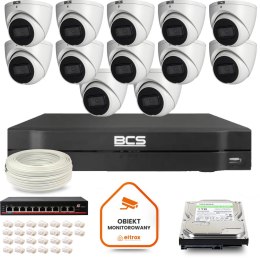 Zestaw monitoringu IP BCS Line 12x Kamera BCS-L-EIP14FSR3-AI1 Rejestrator z dyskiem 1TB