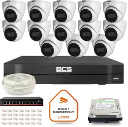 Zestaw monitoringu IP BCS Line 13x Kamera BCS-L-EIP14FSR3-AI1 Rejestrator z dyskiem 1TB