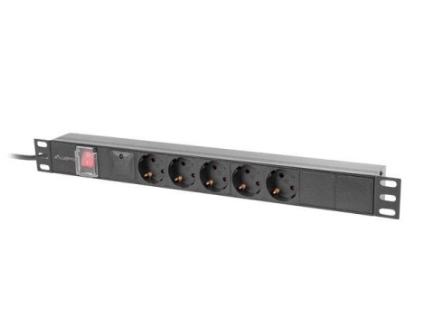 Listwa zasilająca Lanberg Rack PDU 19" 1U 16A 5x 230V Schuko 2M Czarna