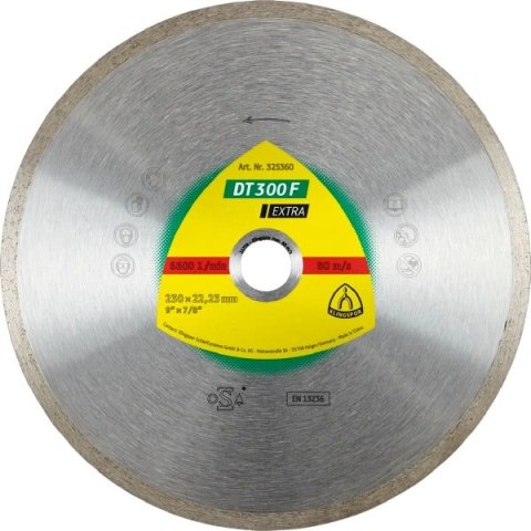 KLINGSPOR TARCZA DIAMENTOWA PEŁNA 125mm x 22,2mm DT300F, CERAMIKA