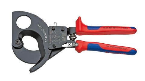 KNIPEX NOŻYCE DO CIĘCIA KABLI I PRZEWODÓW ZAPADKOWE DO FI=52mm