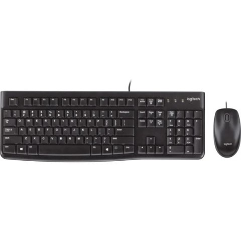 Logitech MK120 zestaw klawiatura przewodowa (USB) US, czarna z przewodową myszą optyczną, klasyczna