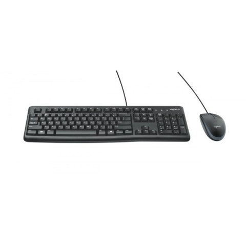 Logitech MK120 zestaw klawiatura przewodowa (USB) US, czarna z przewodową myszą optyczną, klasyczna