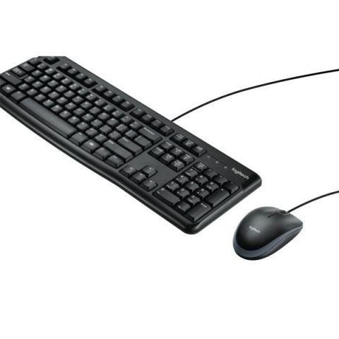 Logitech MK120 zestaw klawiatura przewodowa (USB) US, czarna z przewodową myszą optyczną, klasyczna