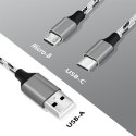 Kabel USB2.0 A/M do micro USB + USB-C, 1.2m