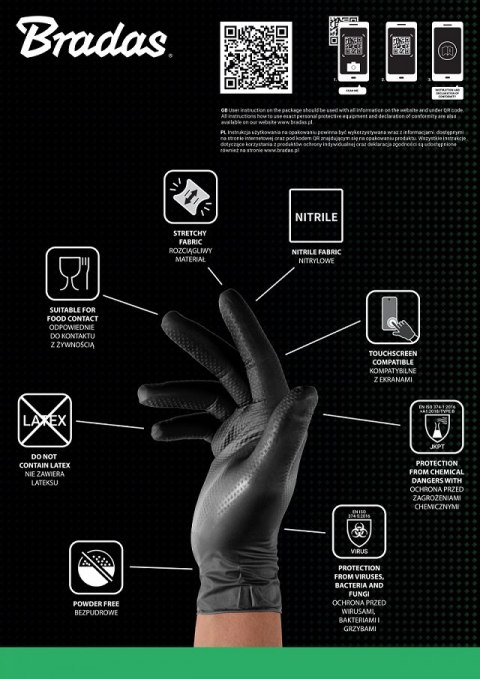 RĘKAWICE NITRYLOWE DIAMOND CZARNE XL 9-10 /50szt.