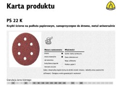 KLINGSPOR KRĄŻEK ŚCIERNY SAMOPRZYCZEPNY 150mm PS22K gr. 60 GLS3 /50szt.