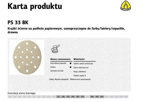 KLINGSPOR KRĄŻEK ŚCIERNY SAMOPRZYCZEPNY 150mm PS33BK gr.150 GLS51 /100szt.