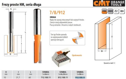 CMT FREZ HM D=10 I=31,7 L=60 S=8 PROSTY, DŁUGI.