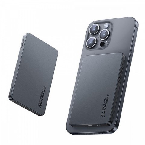 PowerBank 5000mAh 20W Indukcyjny Magsafe PD Fast Charge tytanowy