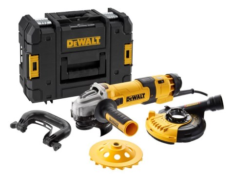 DEWALT.SZLIFIERKA KĄT.125/1500W REG.OBR. Z OSŁONĄ DWE46150 + KUFER +TAR. DIAM.