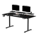 ULTRADESK HIGHLANDER XXL BLACK Biurko z elektryczną regulacją wysokości z uchwytem słuchawki i kable 160X70 cm, czarny