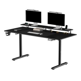 ULTRADESK HIGHLANDER XXL BLACK Biurko z elektryczną regulacją wysokości z uchwytem słuchawki i kable 160X70 cm, czarny