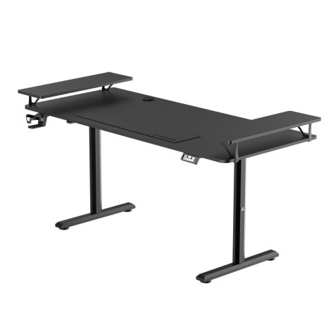 ULTRADESK HIGHLANDER XXL BLACK Biurko z elektryczną regulacją wysokości z uchwytem słuchawki i kable 160X70 cm, czarny