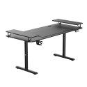 ULTRADESK HIGHLANDER XXL BLACK Biurko z elektryczną regulacją wysokości z uchwytem słuchawki i kable 160X70 cm, czarny