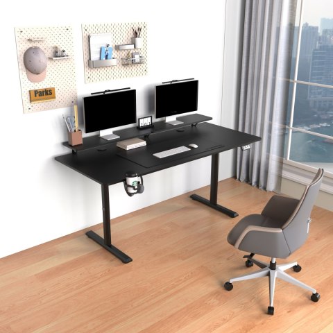 ULTRADESK HIGHLANDER XXL BLACK Biurko z elektryczną regulacją wysokości z uchwytem słuchawki i kable 160X70 cm, czarny