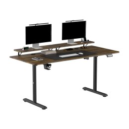 ULTRADESK HIGHLANDER XXL BROWN Biurko z elektryczną regulacją wysokości z uchwytem słuchawki i kable 160X70 cm, brązowy