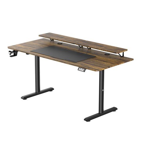 ULTRADESK HIGHLANDER XXL BROWN Biurko z elektryczną regulacją wysokości z uchwytem słuchawki i kable 160X70 cm, brązowy
