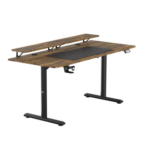 ULTRADESK HIGHLANDER XXL BROWN Biurko z elektryczną regulacją wysokości z uchwytem słuchawki i kable 160X70 cm, brązowy