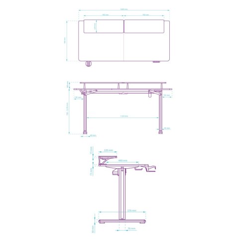 ULTRADESK HIGHLANDER XXL BROWN Biurko z elektryczną regulacją wysokości z uchwytem słuchawki i kable 160X70 cm, brązowy