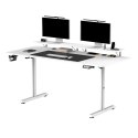 ULTRADESK HIGHLANDER XXL WHITE Biurko z elektryczną regulacją wysokości z uchwytem słuchawki i kable 160X70 cm, biały