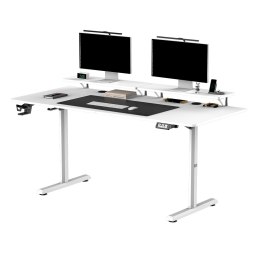 ULTRADESK HIGHLANDER XXL WHITE Biurko z elektryczną regulacją wysokości z uchwytem słuchawki i kable 160X70 cm, biały