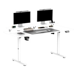 ULTRADESK HIGHLANDER XXL WHITE Biurko z elektryczną regulacją wysokości z uchwytem słuchawki i kable 160X70 cm, biały