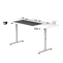 ULTRADESK HIGHLANDER XXL WHITE Biurko z elektryczną regulacją wysokości z uchwytem słuchawki i kable 160X70 cm, biały