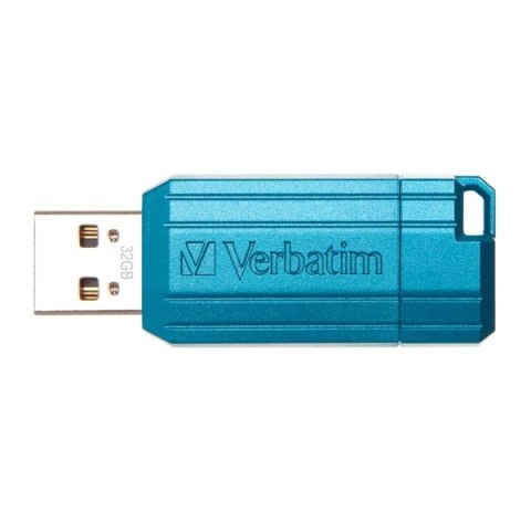 Verbatim USB flash disk, USB 2.0, 32GB, PinStripe, Store N Go, niebieski, 49057, USB A, z wysuwanym złączem