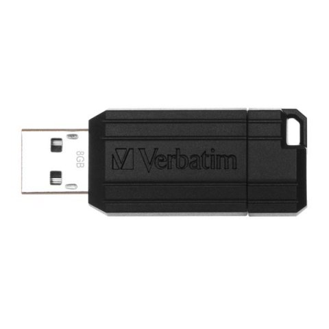 Verbatim USB flash disk, USB 2.0, 8GB, PinStripe, Store N Go, czarny, 49062, USB A, z wysuwanym złączem